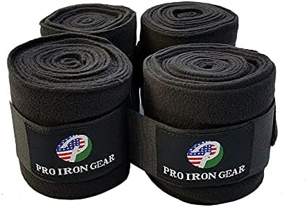 Horse Fleece Wraps Bandages/Polo Wraps/Stable Wraps Equestrian Leg Wraps Set of 4 Equestrian Boot Protection (Black)