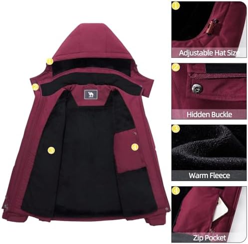 CAMEL CROWN Women's Ski Jacket Winter Snow Coat Waterproof Female Jackets