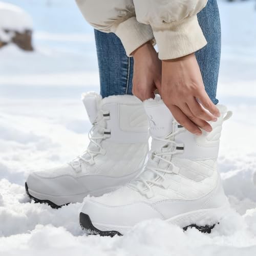 Snow Boots for Women Waterproof Mid-Calf Booties Winter Hiking Boot Durable Warm Winter Outdoor Footwear Fur Lined Boot Non-Slip Climbing Shoes