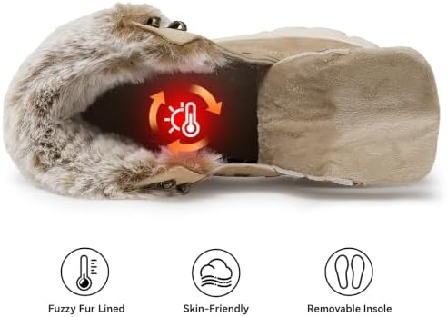 ANJOUFEMME Womens Winter Snow Hiking Boots Fur Lined Lightweight Warm Shoes