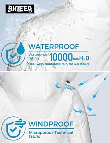 Women's Ski Jacket Waterproof Warm Puffer Thick Hooded Winter Coat
