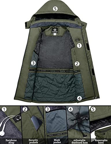 GEMYSE Men's Winter Ski Jacket Waterproof Snow Coat with Detachable Hood