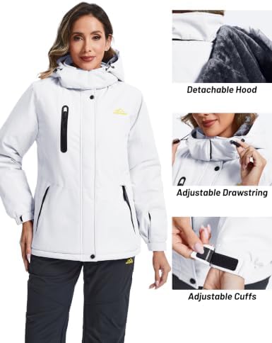 TACVASEN Women's Waterproof Winter Jacket Ski Hooded Insulated Jacket Fleece Warm Snow Outdoor Rain Windbreaker