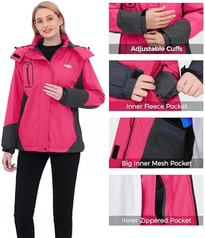 wantdo Women Hardshell Waterproof Windproof Insulated Ski Trekking Jacket