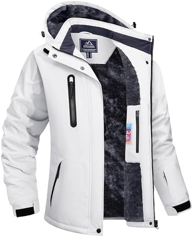 TACVASEN Women's Waterproof Winter Jacket Ski Hooded Insulated Jacket Fleece Warm Snow Outdoor Rain Windbreaker