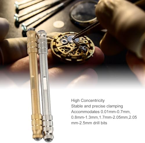 2Pcs Pin Vise Hand Drill, Double Headed Strength Watchr Tool, Detachable with 4 Interceable Chucks, Vise for Home Car, Clock and Watch Repair