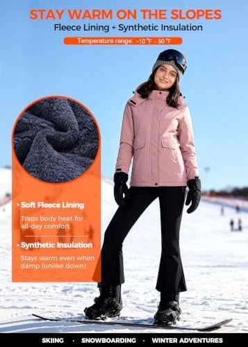 wantdo Women's Waterproof Ski Jacket Warm Fleece Lined Snow Winter Coat
