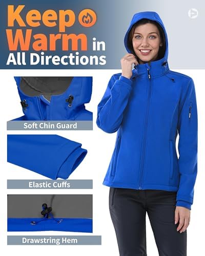 Outdoor Ventures Women's Softshell Jacket Fleece Lined Waterproof Rain Coat