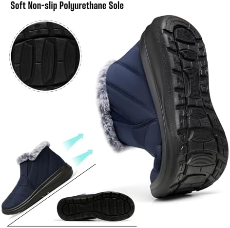 SHIBEVER Winter Snow Boots for Women: Slip On Ankle Fur Lined Warm Boot