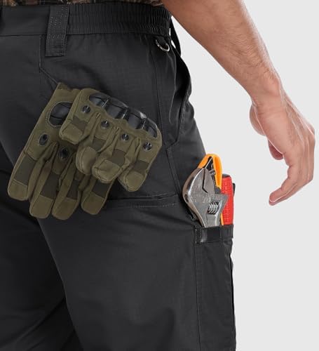 Mens Cargo Work Pants Durable Ripstop Tactical Pants with 7 Pockets Outdoor Water Resistant Hiking Woking Construction Pants