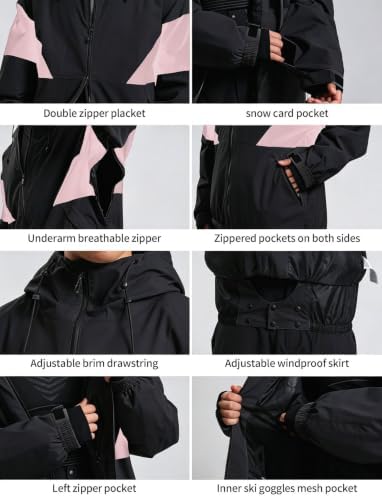 GSOU SNOW Womens Snowboard Jacket Baggy Ski Jacket Insulated Snow Coat