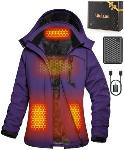 Wulcea Graphene Heated Jacket for Women Fur Lined with Large Capacity Battery Pack
