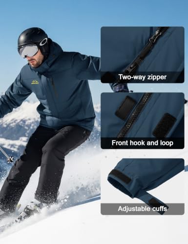 MAGCOMSEN Men's Winter Ski Jacket Waterproof Snow Fleece Lined Warm Coats