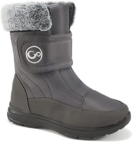 Almusen Snow Boots for Womens Winter Shoes: Warm Fur Lining Mid Calf Boots Women Anti Slip Waterproof Hook Loop Comfortable Outdoor Boot