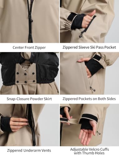 GSOU SNOW Mens Womens Snow Ski Jacket Baggy Snowboard Waterproof Insulated
