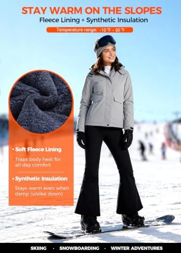 wantdo Women's Waterproof Ski Jacket Warm Fleece Lined Snow Winter Coat