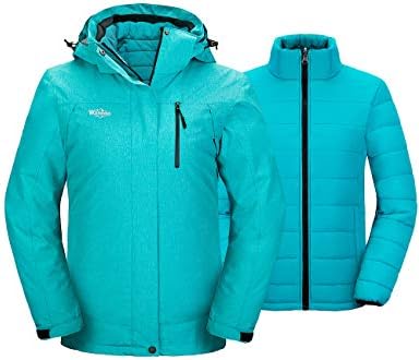 wantdo Women's 3 In 1 Ski Jacket Cotton Padded Liner Winter Coat