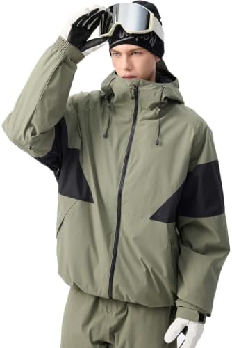 GSOU SNOW Mens Baggy Snowboard Jacket Waterproof Retro Ski Hoodie Insulated