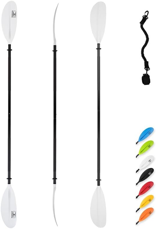 OCEANBROAD カヤックパドル 86インチ/218cm、90.5インチ/230cm、95インチ/241cm 合金シャフト カヤックボート カヌー用オール（パドルリーシュ付き）
