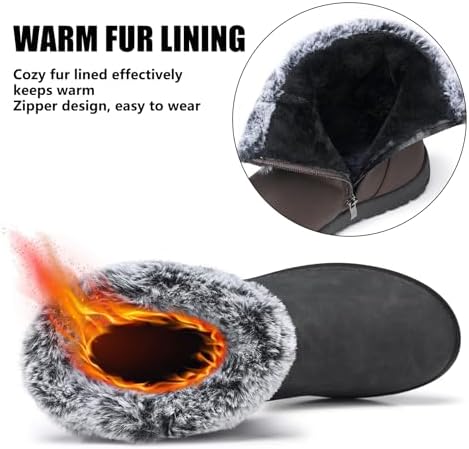TEMOFON Women Snow Boots Waterproof: Fur Lined Warm Winter Ankle Booties