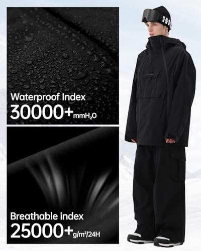 Mens Ski Jacket 3L Baggy Snowboard Pullover Snow Anorak