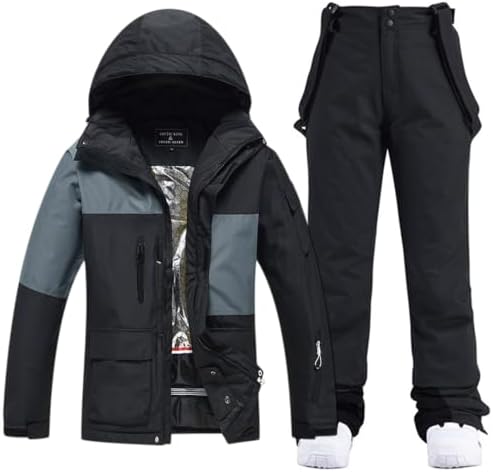 Women's Ski Jackets and Bib Pants Set Windproof Waterproof Insulated Snowsuit