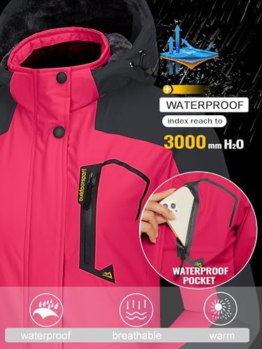 TACVASEN Women's Winter Coats Waterproof Snow Ski Jacket Warm Fleece