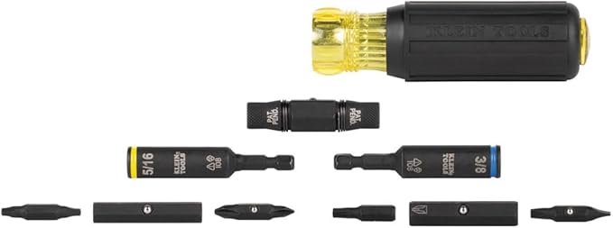 Klein Tools 32500HD KNECT Multi-Bit Screwdriver/Nut Driver, Impact Rated 11-in-1 Tool with Phillips, Slotted, Square and Torx Tips