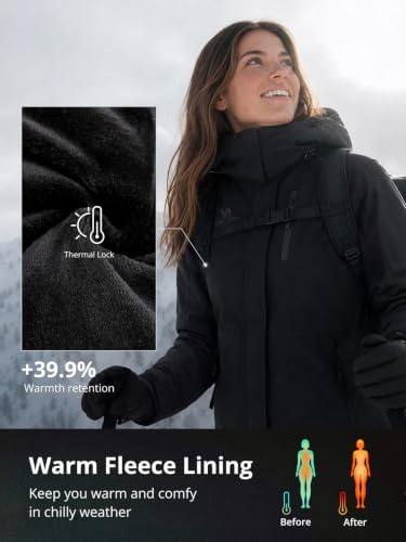 CAMELSPORTS Women's Waterproof Snow Ski Jakcet Fleece Warm Winter Coat Hooded Windproof Insulated Snowboarding Jacket