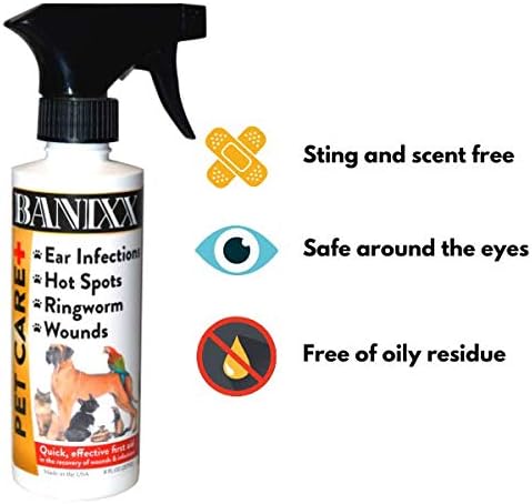 BANIXX Horse and Pet Care Spray, Skin Support for Horses, Dogs, and Cats, Alcohol-Free, Non-Staining, No Odor, Made in USA, All-Weather Grooming Formula, 2 oz