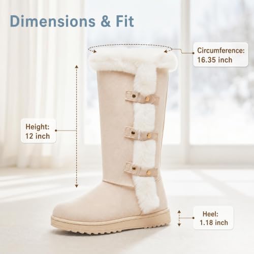 Women's Mid Calf Furry Snow Boots Warm Winter Boots