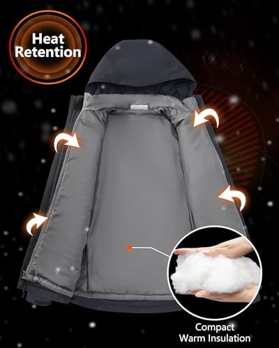 33,000ft Men's Hooded Waterproof 3 in 1 Snow Ski Jacket Winter Puffer Coat