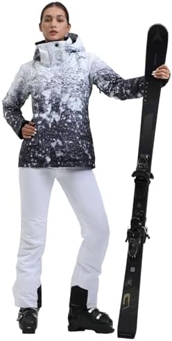 Womens Ski Jacket Pants Set Waterproof Snowboard Snow Pants Hooded