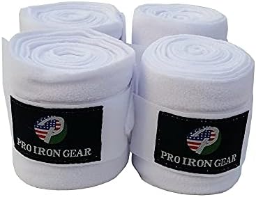 Horse Fleece Wraps Bandages/Polo Wraps/Stable Wraps Equestrian Leg Wraps Set of 4 Equestrian Boot Protection (White)