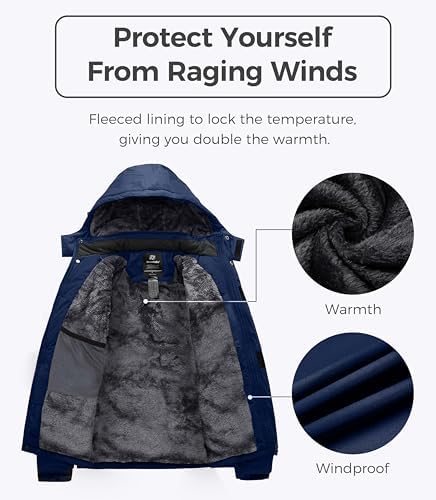 wantdo Men's Softshell Waterproof Polar Fleece Breathable Climbing Ski Coat