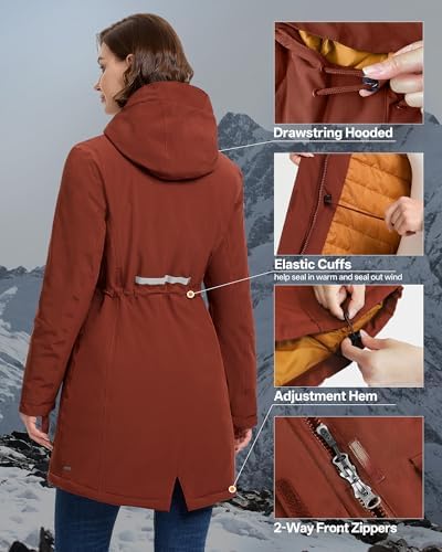 33,000ft Women's Waterproof Winter Coat Long Insulated Jacket with hood