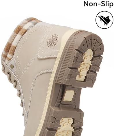 ANJOUFEMME Women Waterproof Hiking Boots Winter Snow Non Slip Outdoor Shoes