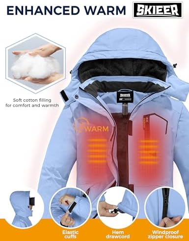 Women's Waterproof Ski Jacket Warm Winter Coat Fleece Snowboarding