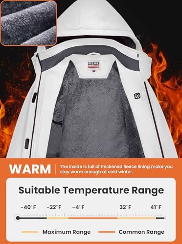 WULFUL Women's Waterproof Ski Jacket Warm Winter Coats Windproof Winter Jackets for Women Fleece Lined Windbreaker with Hood