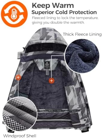 Wantdo Men's Ski Jacket Waterproof Warm Winter Snow Coat Snowboard Jacket