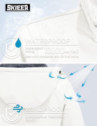 Women's Ski Jacket Waterproof Windproof Warm Hooded Winter Coat Snow