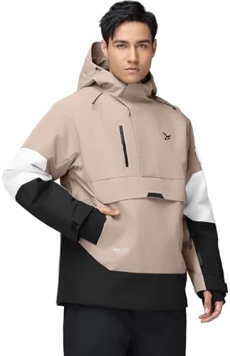 Men's Ski Jacket Snowboard Snow Coat Waterproof Insulated Winter Warm Loose Fit Pullover Hoodie