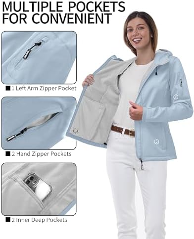 Outdoor Ventures Women's Softshell Jacket Fleece Lined Waterproof Rain Coat