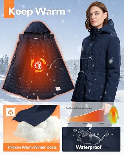 33,000ft Women's Waterproof Winter Coat Long Insulated Jacket with hood