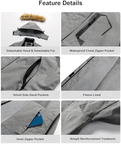 Pursky Women's Waterproof Ski Jacket Winter Snow Coats Fur Hooded Raincoat Parka