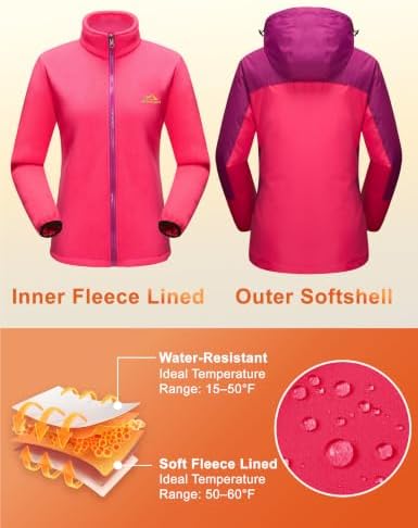 MAGCOMSEN Women's 3-in-1 Winter Coats Snow Ski Jacket Waterproof Windproof Fleece Lined Winter Jacket Parka
