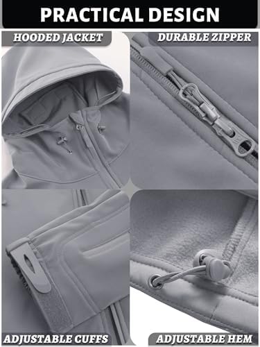 TACVASEN Men's Fleece Softshell Jacket Waterproof Winter Tactical Hooded