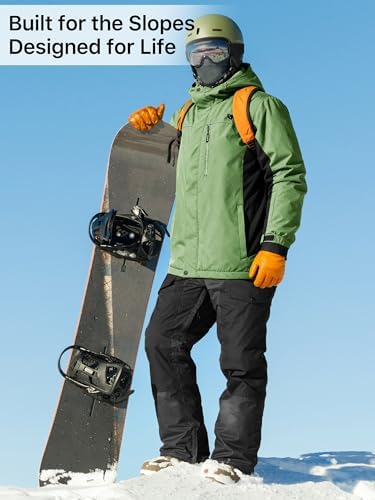 FREE SOLDIER Men's Winter Ski Snow Jacket Warm Fleece Lined Coats