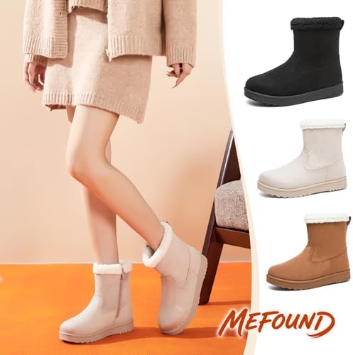 Women's Snow Winter Boots Fuzzy Ankle Booties WithZipper