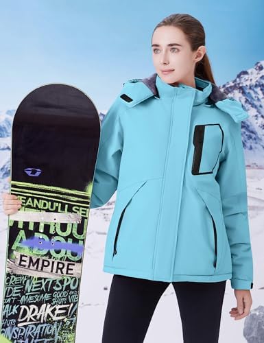 WULFUL Women's Waterproof Ski Jacket Warm Winter Coats Windproof Winter Jackets for Women Fleece Lined Windbreaker with Hood